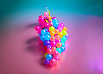 Fototapeta premium Colorful Grapes Strow Baloon Image