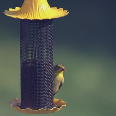 female goldfinch on a feeder