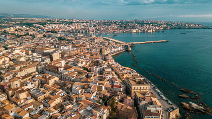 Aerial photo of the town of Syracuse in Sicily.