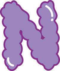 Bubbles Style Alphabet Letter N , Ransom Note Balloon Cutout Capital N