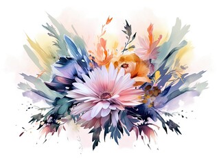 Fototapeta na wymiar watercolor style pastel color beautiful spring summer flower isolated on white background Generative AI
