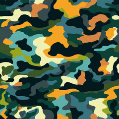Abstract green color camouflage seamless pattern. Military camo endless wallpaper.