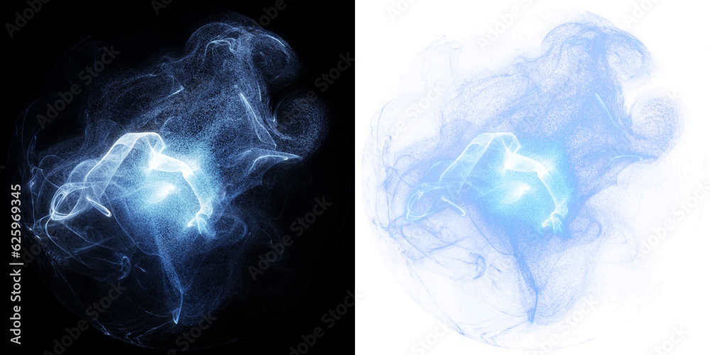 Wall mural Magic blue smoke, isolated PNG for overlay. magic blue smoke overlay, mystical smoke effect, abstract energy swirl visuals, magic smoke design elements, magic energy effect visuals, magic energy swirl