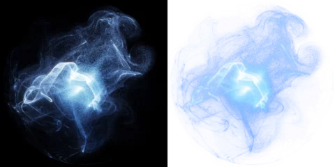 Poster Magic blue smoke, isolated PNG for overlay. magic blue smoke overlay, mystical smoke effect, abstract energy swirl visuals, magic smoke design elements, magic energy effect visuals, magic energy swirl © Quardia Inc.