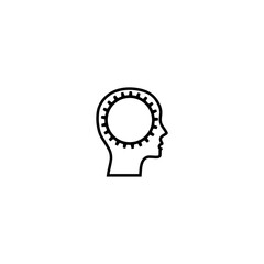 Brain and Cog Wheel icon. Human head gear concept logo