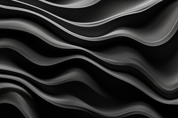 3D Abstract Black Wallpaper with Dark Black wavy Background.