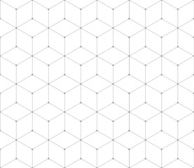 Vector seamless cubic hexagon pattern. Abstract geometric low poly background. Stylish grid texture connect the dots.