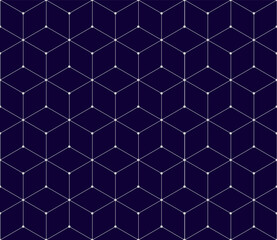 Vector seamless cubic hexagon pattern. Abstract geometric low poly background. Stylish grid texture connect the dots.