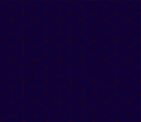 Vector seamless cubic hexagon pattern. Abstract geometric low poly background. Stylish grid texture connect the dots.