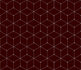 Vector seamless cubic hexagon pattern. Abstract geometric low poly background. Stylish grid texture connect the dots.