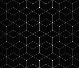 Vector seamless cubic hexagon pattern. Abstract geometric low poly background. Stylish grid texture connect the dots.