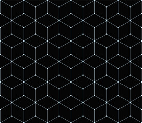 Vector seamless cubic hexagon pattern. Abstract geometric low poly background. Stylish grid texture connect the dots.