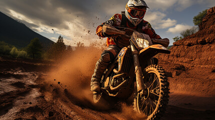 Nahaufnahme: Motocross auf Bergstrecke