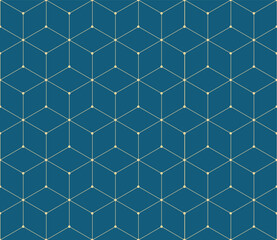 Vector seamless cubic hexagon pattern. Abstract geometric low poly background. Stylish grid texture connect the dots.