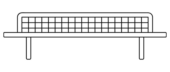 Table tennis net. Sketch. Vector illustration. Sports equipment for delimiting the table while playing ping-pong. Isolated background. Coloring book for children. Doodle style. Idea for web design.