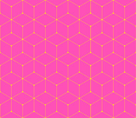 Vector seamless cubic hexagon pattern. Abstract geometric low poly background. Stylish grid texture connect the dots.