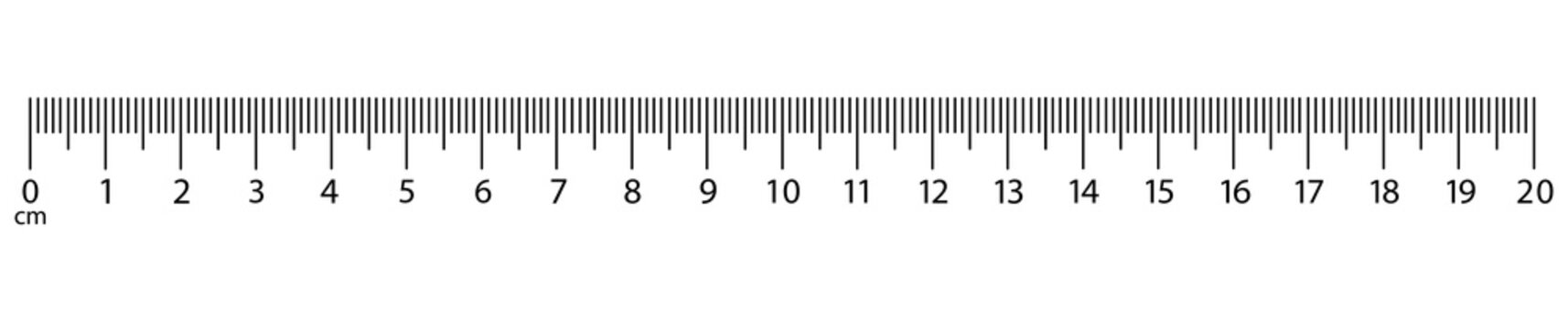 Horizontal measuring ruler with a mark of 20 centimeters. Vector .