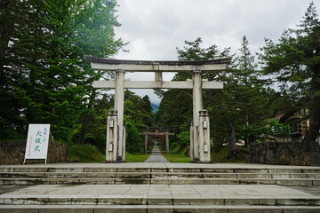 Torii Gate of Iwakiyama Shrine in Hirosaki, Aomori, Japan - 日本 青森 弘前 岩木山神社 鳥居