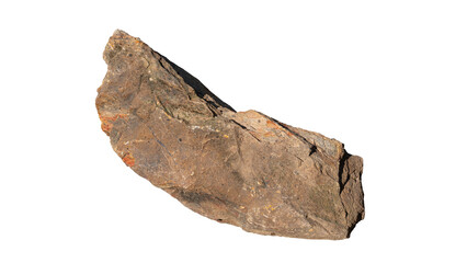 Big stone of grit brown color have surface on top smooth. On trasperate for object background.