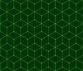 Vector seamless cubic hexagon pattern. Abstract geometric low poly background. Stylish grid texture connect the dots.