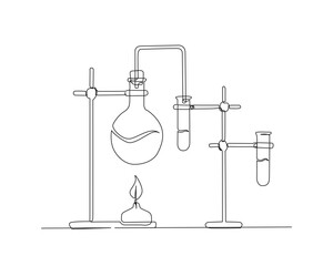 Fototapeta na wymiar Continuous one line drawing of laboratory test tube. laboratory equipment line art vector illustration. Research and science concept. Editable stroke. 
