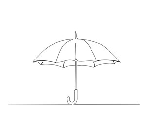 Continuous one line drawing of umbrella. opened umbrella line art vector illustration. Editable stroke.	