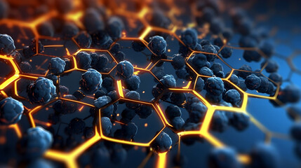 Fototapeta premium Molecular structure illustration close up on background, Generative AI