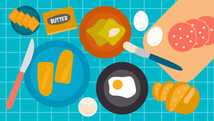 Breakfast illustration, Vector, Morning illustration.