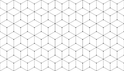 Vector seamless cubic hexagon pattern. Abstract geometric low poly background. Stylish grid texture connect the dots.