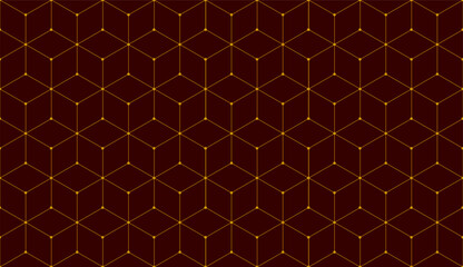 Vector seamless cubic hexagon pattern. Abstract geometric low poly background. Stylish grid texture connect the dots.