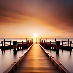 Obraz premium pier at sunset. generative ai