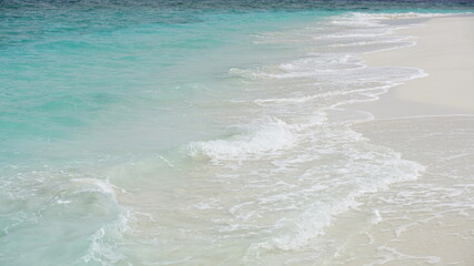 Summer Beach: White Sandy Shore and Foamy Waves