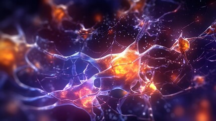 Glowing synapse multi colored neural communication background. Generative AI 