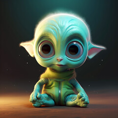 cute baby alien. Digital art illustration. Generative AI 