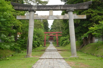 Torii Gate of Iwakiyama Shrine in Hirosaki, Aomori, Japan - 日本 青森 弘前 岩木山神社...