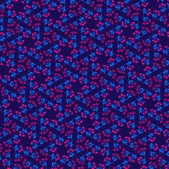 Simple pink magenta tulip flowers on a dark blue background Bright floral romantic seamless pattern Ditsy style