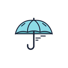 Minimalist Umbrella Icon. Flat Colored Outline. Vector Illustration.