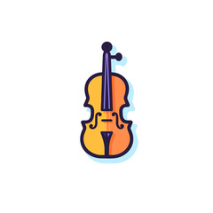 Fototapeta na wymiar Minimalistic Violin Icon. Flat Colored Outline. 2D Vector.