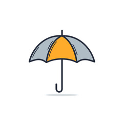 Crisp Umbrella 2D Icon. Flat Colored Outline. Vector Graphic.