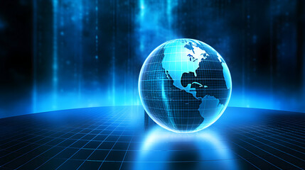 Fototapeta na wymiar Globe design on blue background. modern digital art illustration, background, Generative AI