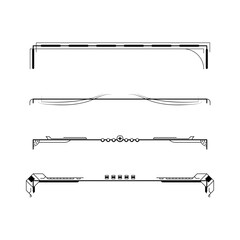 Set Black Simple Line Collection Doodle Border Elements Vector Design Style Sketch Isolated Illustration For Banner