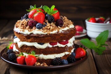 Tasty cake with berries 