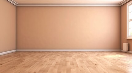 empty room interior background beige wall, generative ai