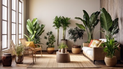 Fototapeta na wymiar interior design living room potted plants