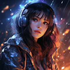 Fototapeta premium girl with headphones