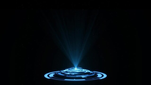 Digital Futuristic Blue hologram HUD circle interfaces. data network protection, future technology network concept. hi-tec, science Fiction and Artificial Intelligence network. Machine Learning AI