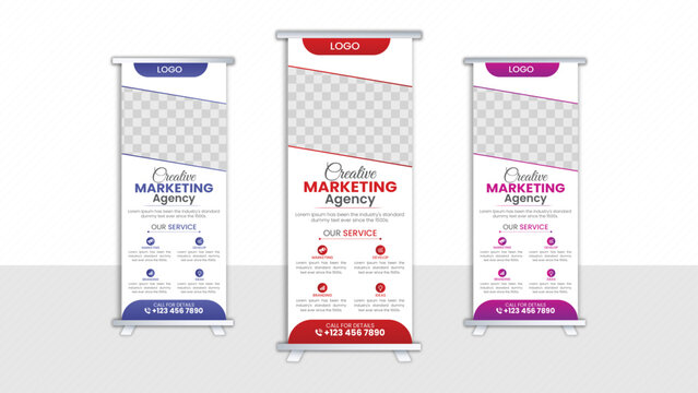 Business Roll Up Banner, corporate Roll up background for Presentation, Vertical roll up, x-stand, exhibition display