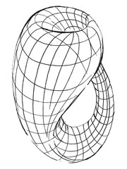 Klein's bottle. The geometric figure is drawn in watercolor. Figure without edges