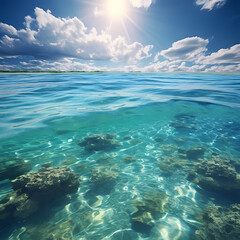 Fototapeta na wymiar Emerald Waters: Breathtaking Ocean Landscape underwater view