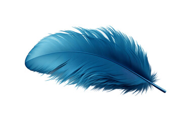 Blue Feather Isolated on Transparent Background. AI